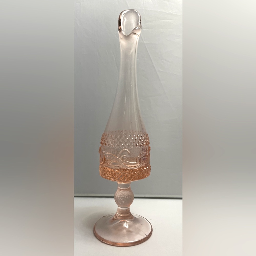Vintage Pink Glass Stretch Pedestal‎ Bud Vase Pressed Glass
